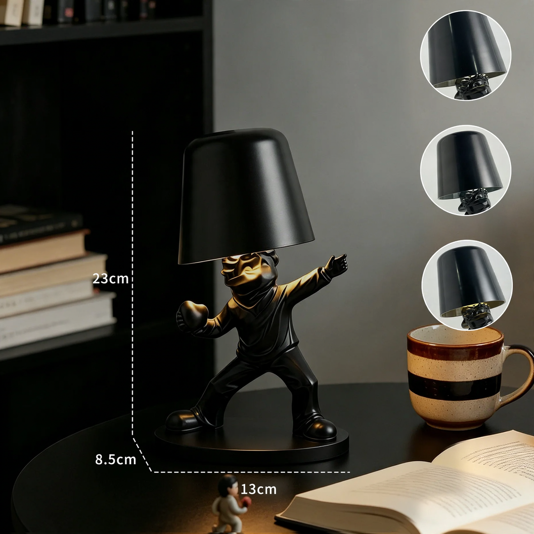 Moderne Tischlampe mit Figurenmotiv, dreifarbig dimmbar