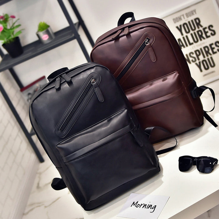 Herren-Rucksack, PU-Leder, kompakt, für Laptop bis 14 Zoll