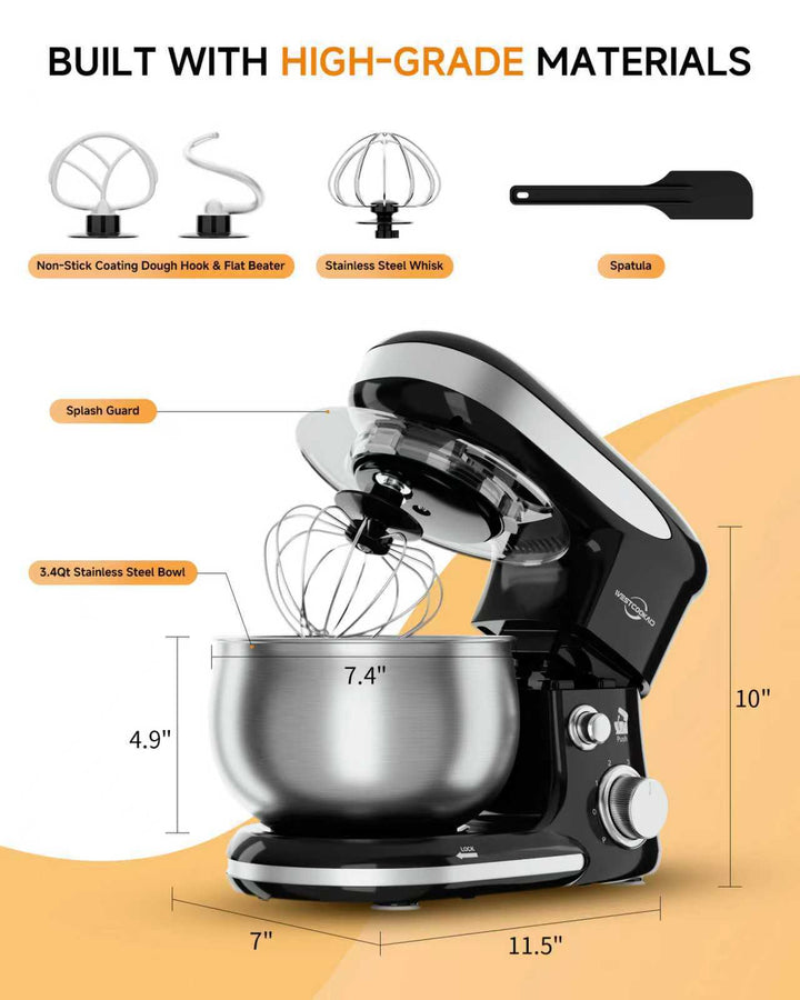 Küchenmaschine 5 L, Edelstahl, mehrere Stecker