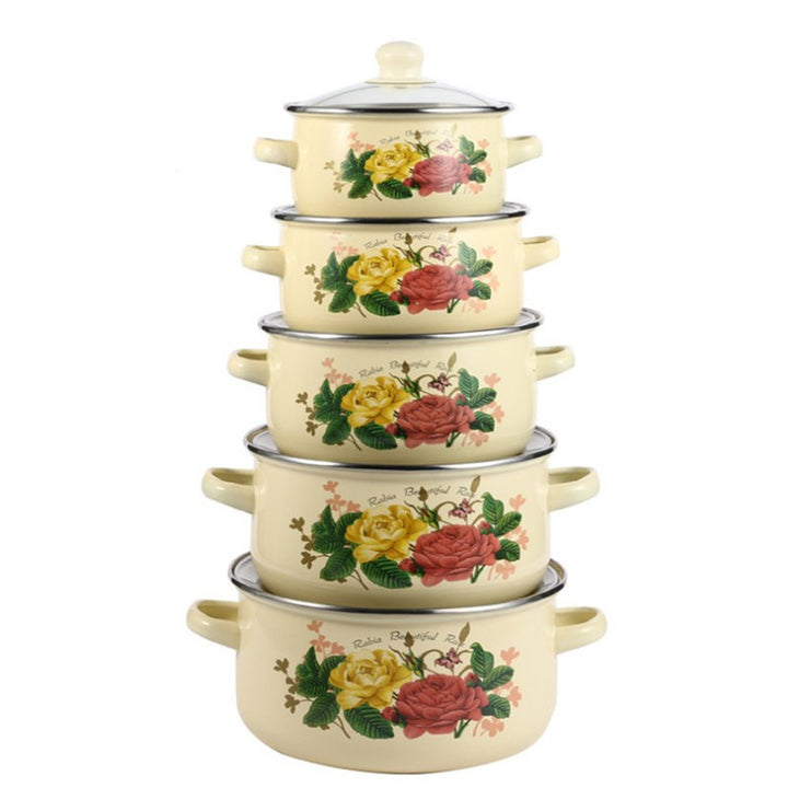 Emaillierter Topf mit Glasdeckel, 2,1–3 L