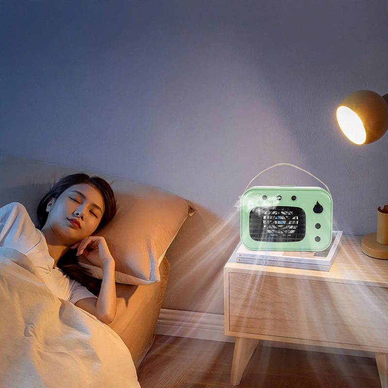 Tisch-Sprühventilator mit Befeuchtungsfunktion