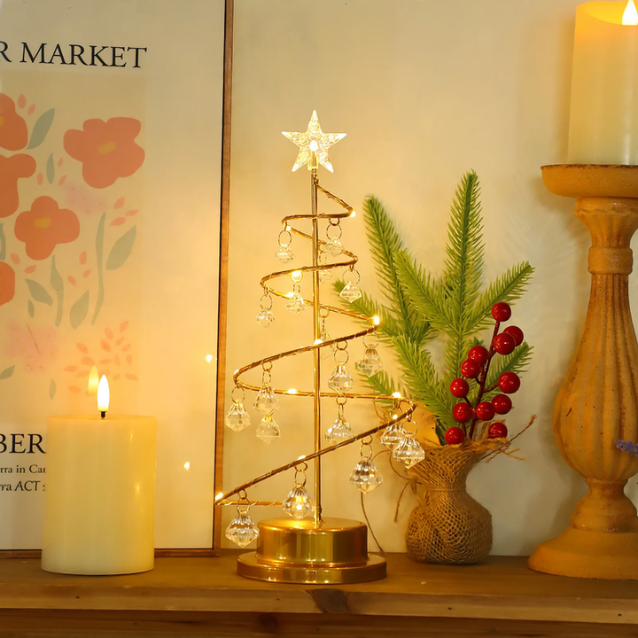 LED-Kristallbaum-Licht mit Metallsockel, USB und Batterie