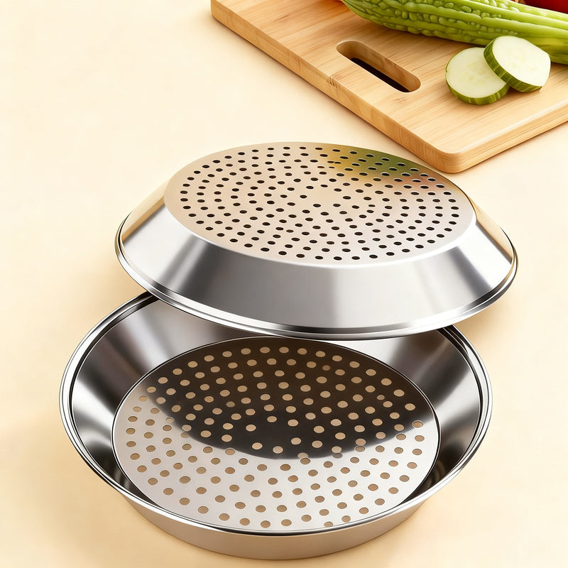 Edelstahl-Dampfgareinsatz für Woks und Pfannen