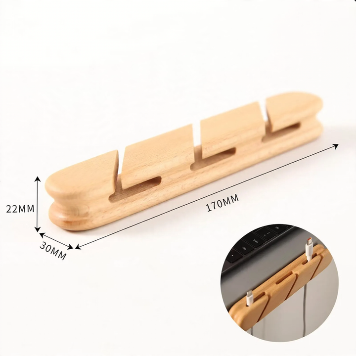 Holz-Kabelorganizer mit Schlitzen