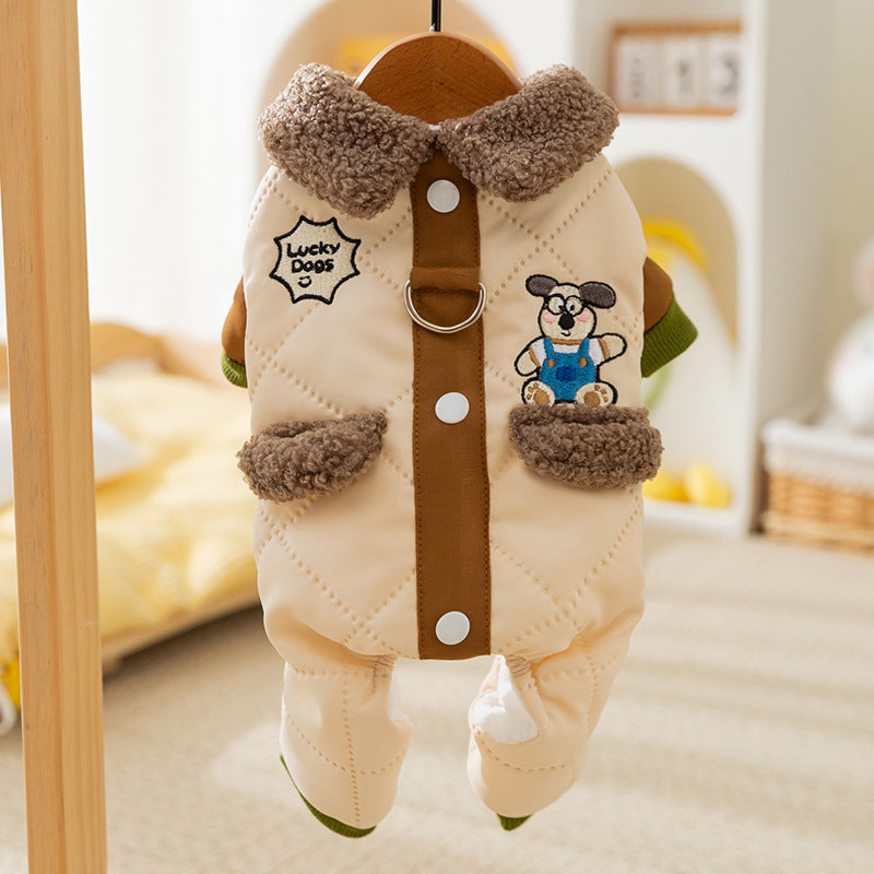 Winterjacke für kleine Hunde mit Taschen und Leine