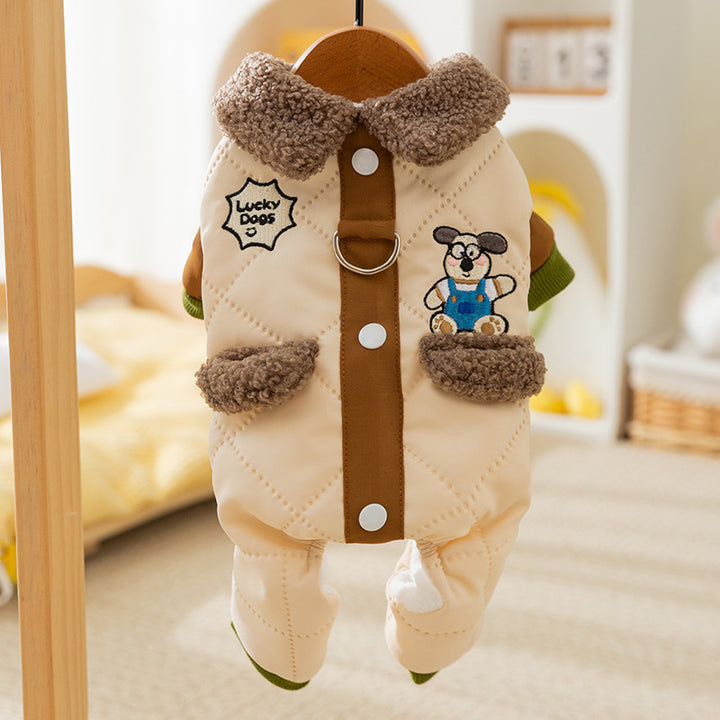 Winterjacke für kleine Hunde mit Taschen und Leine