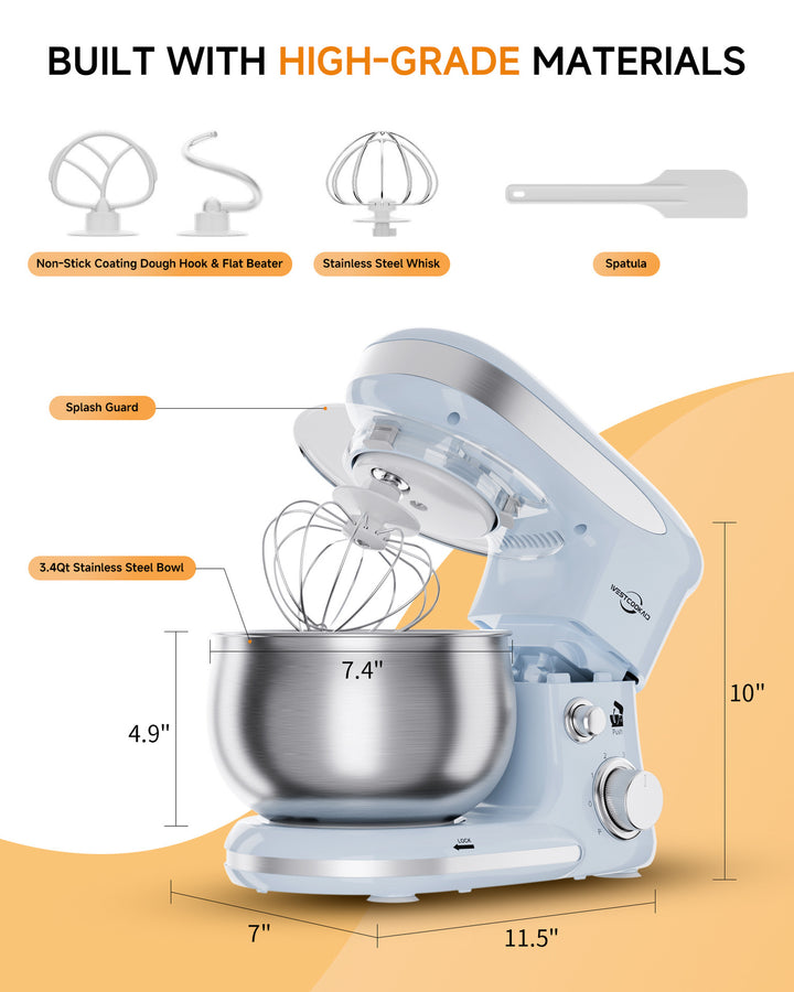 Küchenmaschine 5 L, Edelstahl, mehrere Stecker