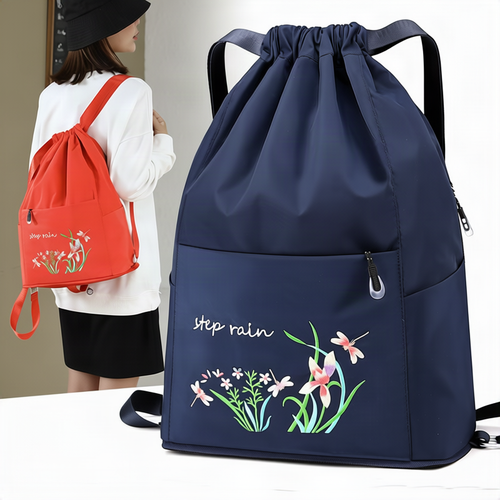 Doppelter Rucksack, Nylon, faltbar, bestickt