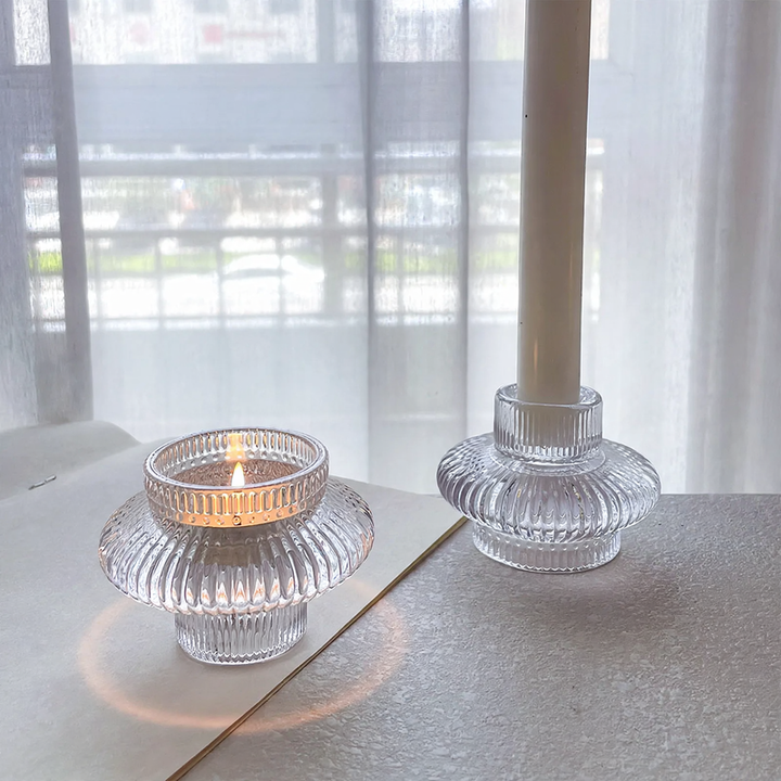 Kristallglas-Kerzenständer, europäisches Design, doppelte Funktion