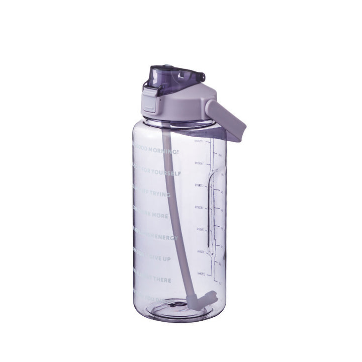Sporttrinkflasche 2 L mit Skala und Strohhalm