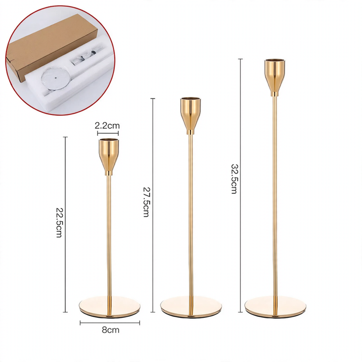 Kerzenständer-Set, 3-teilig, Eisen, Vintage-Stil