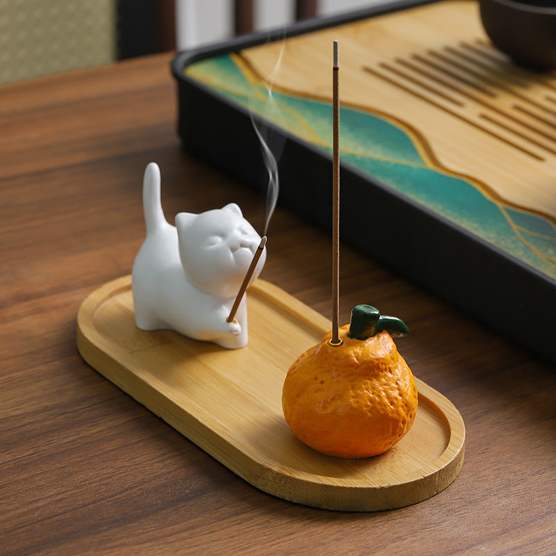 Katzen-Räucherstäbchenhalter aus Kunstharz