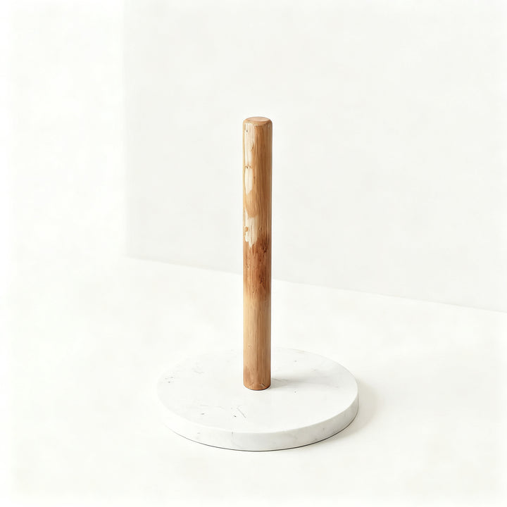 Papierrollenhalter aus Marmor und Holz