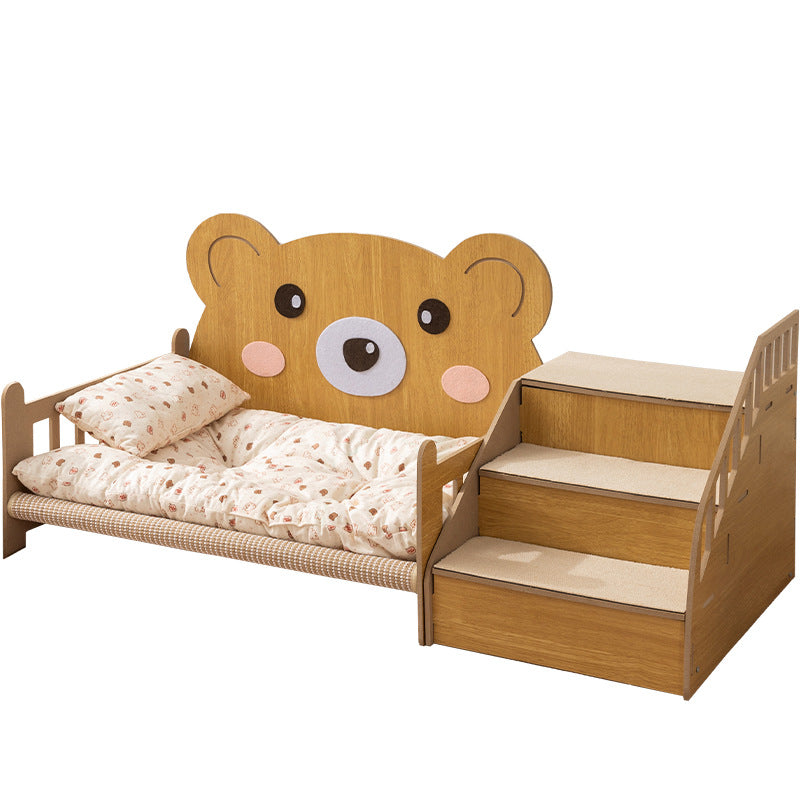 Holz-Haustierbed mit integrierter Leiter