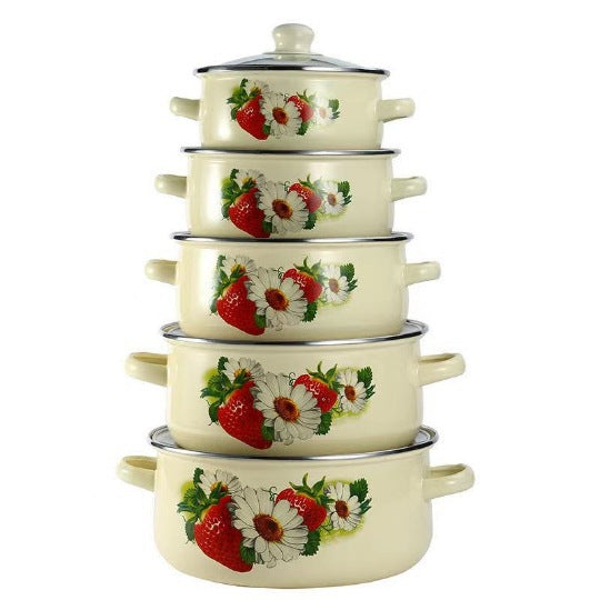 Emaillierter Topf mit Glasdeckel, 2,1–3 L