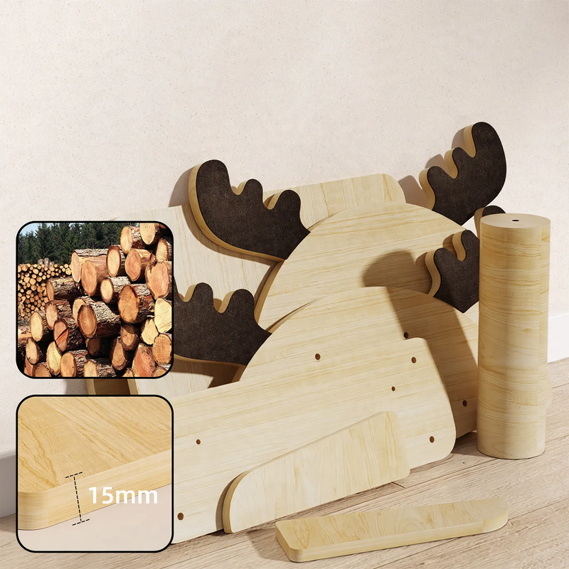 Wandmontierter Katzen-Kletterbaum aus Holz mit Sisalseil