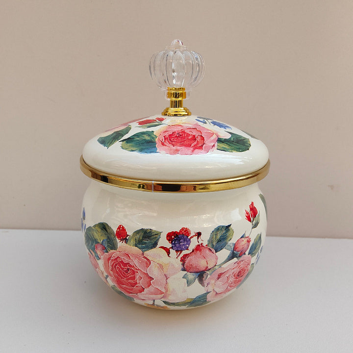 Emaillierte Gewürzbox mit Deckel, 301–500 ml