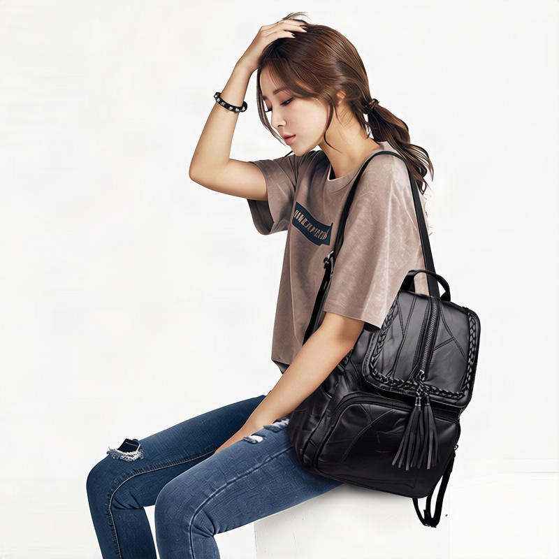Damen-Rucksack aus PU-Leder, 20–35 L, Modell 2066