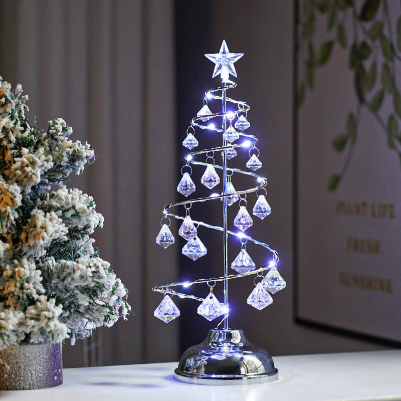 LED-Kristallbaum-Licht mit Metallsockel, USB und Batterie