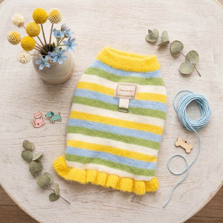 Gestreifter Strickpullover für kleine Hunde