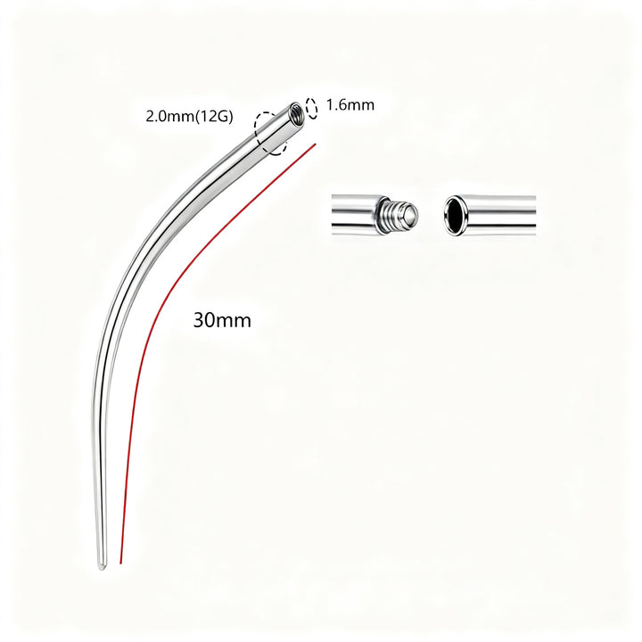 Titan-Piercingstab, flache Basis, Innengewinde