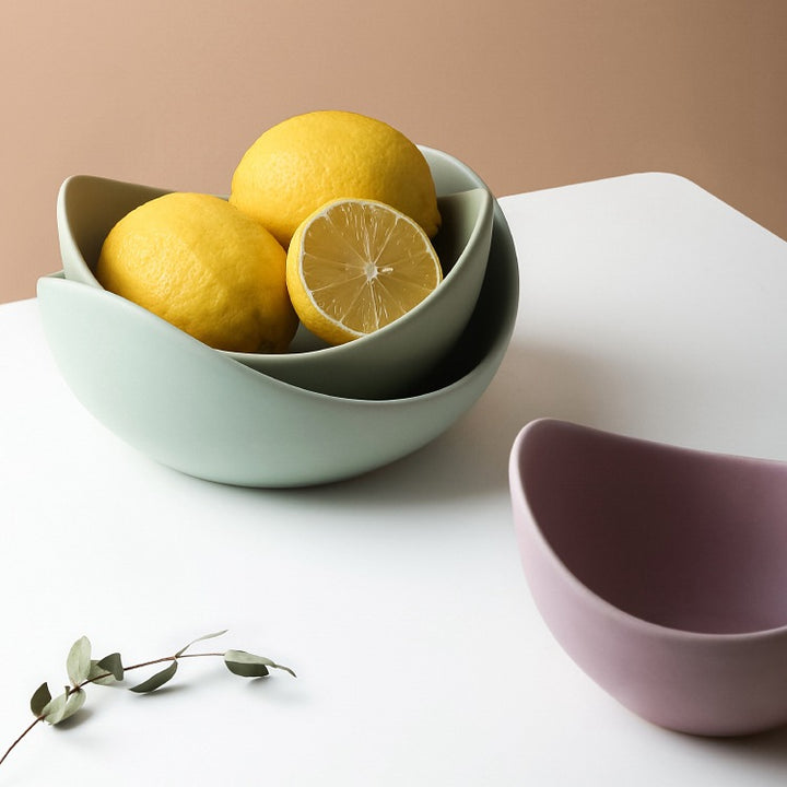 Keramikschalen-Set, Lotusform, Muted Colors