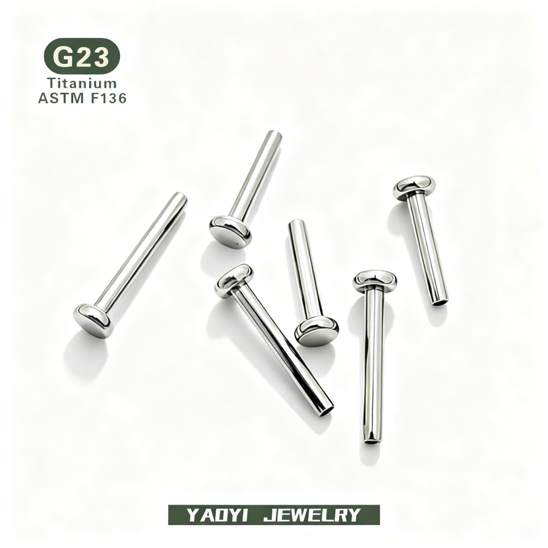 Titan-Piercingstab, flache Basis, Innengewinde