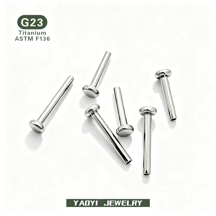 Titan-Piercingstab, flache Basis, Innengewinde