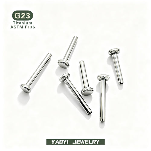 Titan-Piercingstab, flache Basis, Innengewinde
