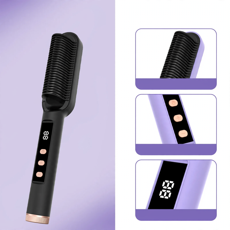 Digitale Haarglätterbürste mit Keramik, 5 Temperaturstufen