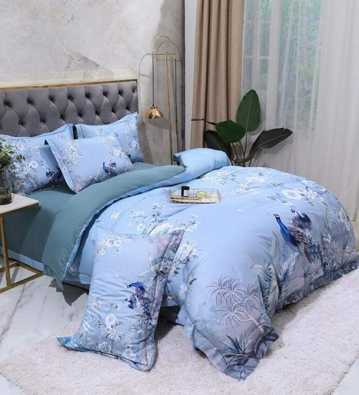 Dreamland Bettbezug Set – 500 TC ägyptische Baumwolle mit floralem Vogel Design | Karnz