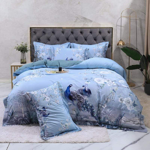 Dreamland Bettbezug Set – 500 TC ägyptische Baumwolle mit floralem Vogel Design | Karnz