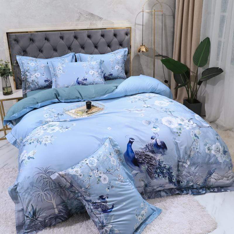 Dreamland Bettbezug Set – 500 TC ägyptische Baumwolle mit floralem Vogel Design | Karnz