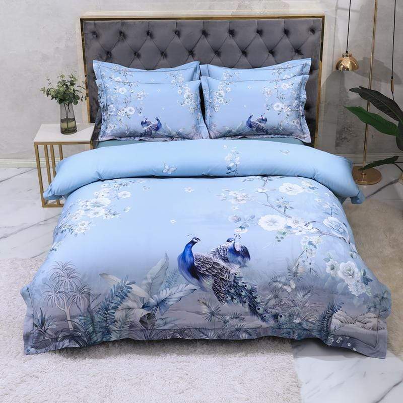 Dreamland Bettbezug Set – 500 TC ägyptische Baumwolle mit floralem Vogel Design | Karnz