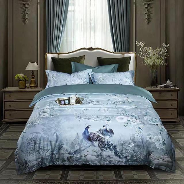 Dreamland Bettbezug Set – 500 TC ägyptische Baumwolle mit floralem Vogel Design | Karnz