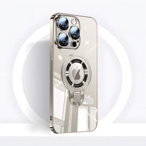 Karnz | iPhone MagSafe Serie | Transparente elektroplattierte rotierende Ständer-Handyhülle
