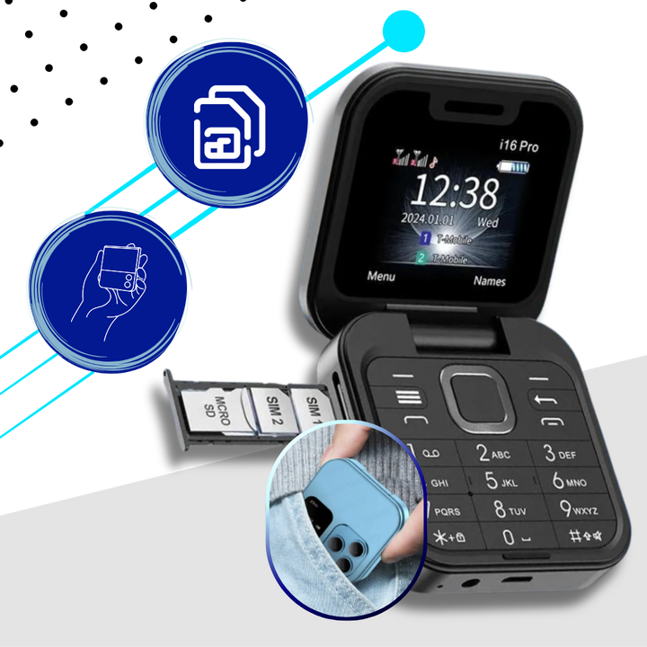 Kleines faltbares Mobiltelefon mit dualer SIM-Karte