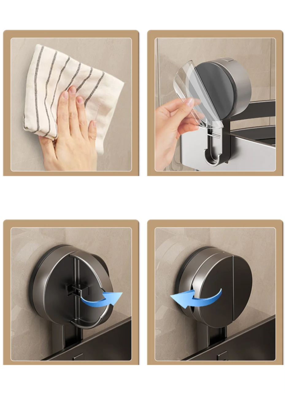 AquaGrip – Luxus Saugnapf Badregal ohne Bohren Karnz
