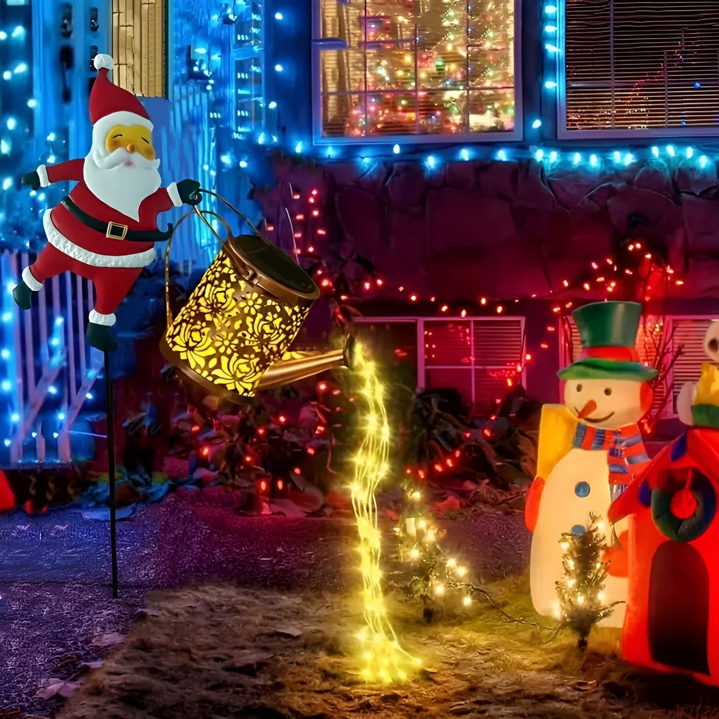 Solar-Weihnachtsbeleuchtung mit Santa & Laternen – Dekor für Garten & Terrasse | Warmweiß & bunt, batterie-frei | Karnz