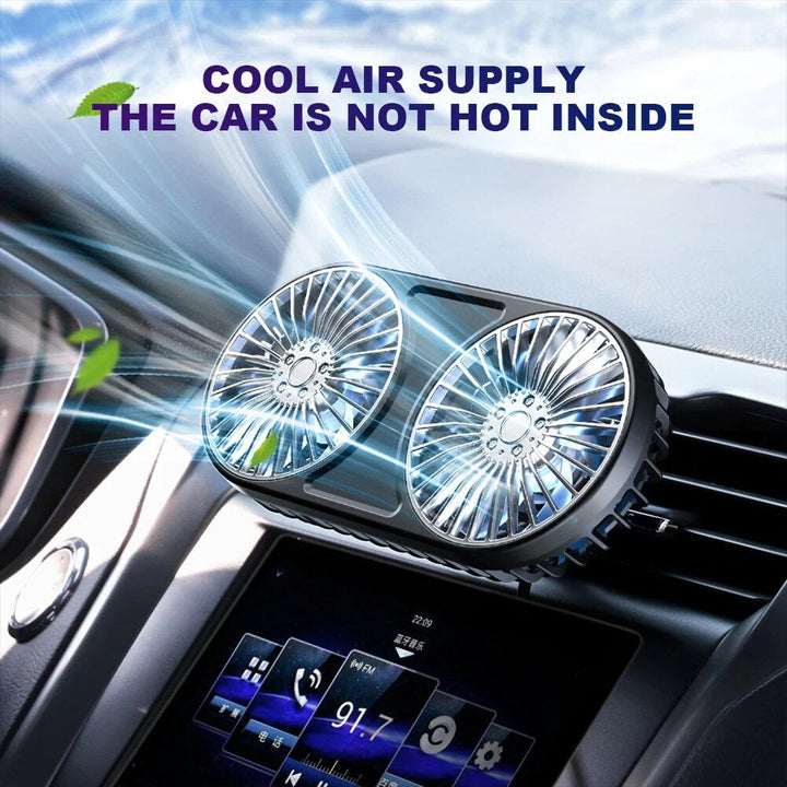 360° drehbarer Dual-Head USB Auto-Ventilator mit Ambientebeleuchtung | Karnz