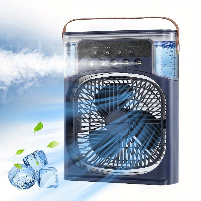1pc Tragbare Klimaanlage, Tragbarer Luftkühler für den Haushalt, Hydrokühlventilator, Tragbare Luftanpassung für das Büro, 3-Geschwindigkeits-Luftkühlventilator-Luftbefeuchter, 5 Stück befeuchtete Sprühköpfe für Haushaltsgeräte | Karnz