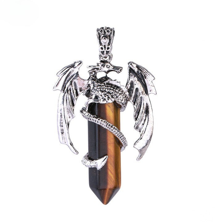 Karnz | Bohemian Stil Natürlicher Mystischer Edelstein Drachenanhänger