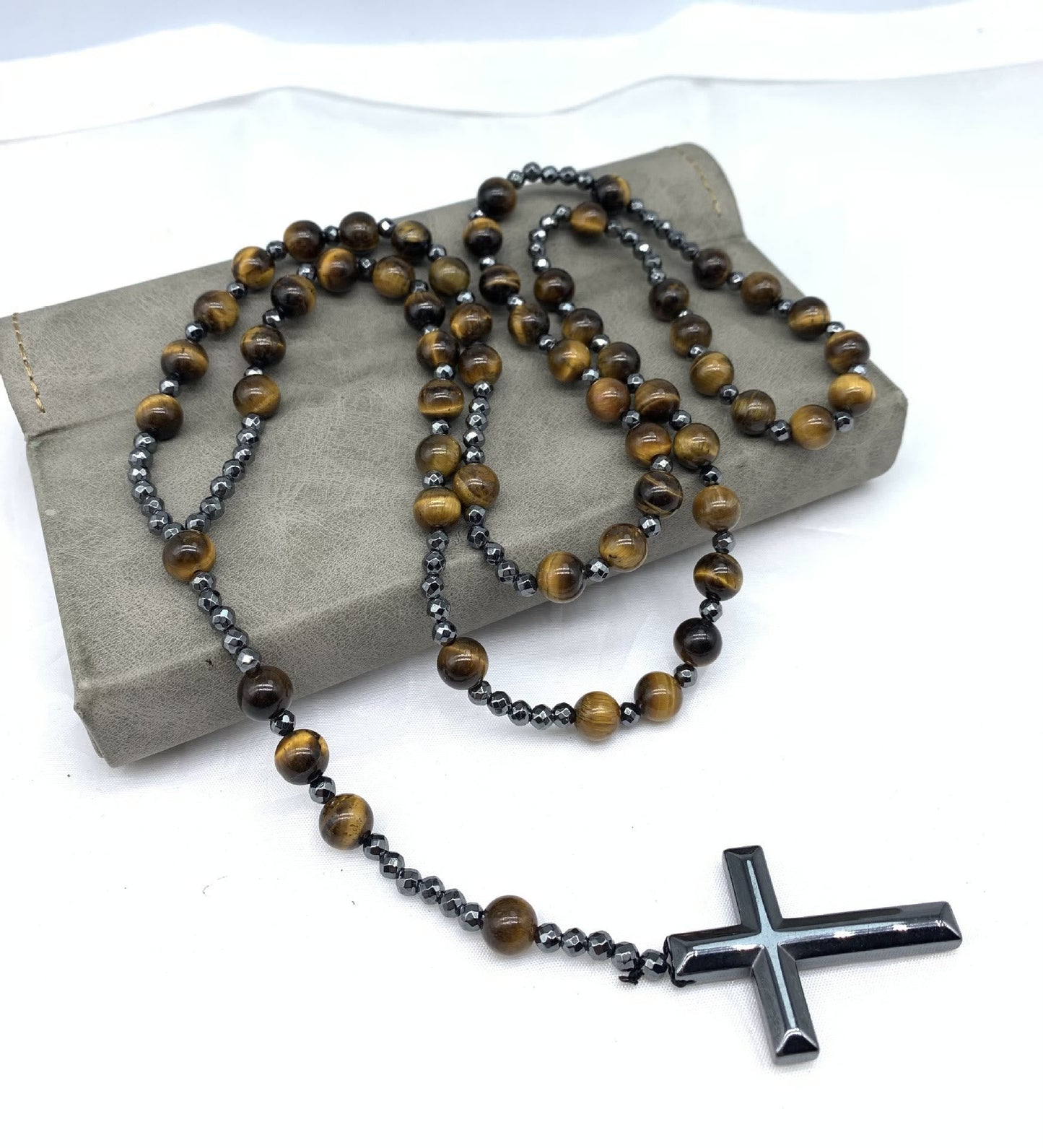 Orion-Spirituelle Halskette mit Tigerauge und Lapislazuli – Rosenkranz für Männer