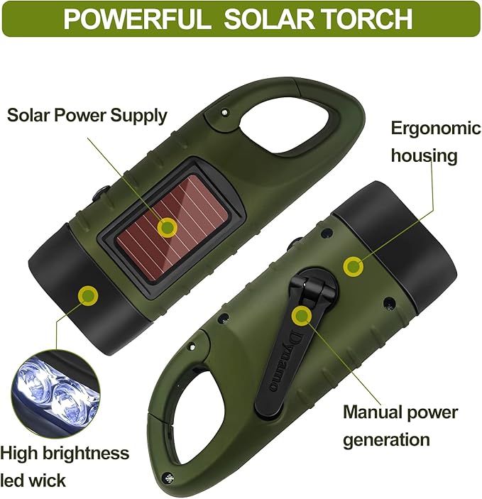 BrightTrail Solar-Handkurbel-LED-Taschenlampe | Karnz