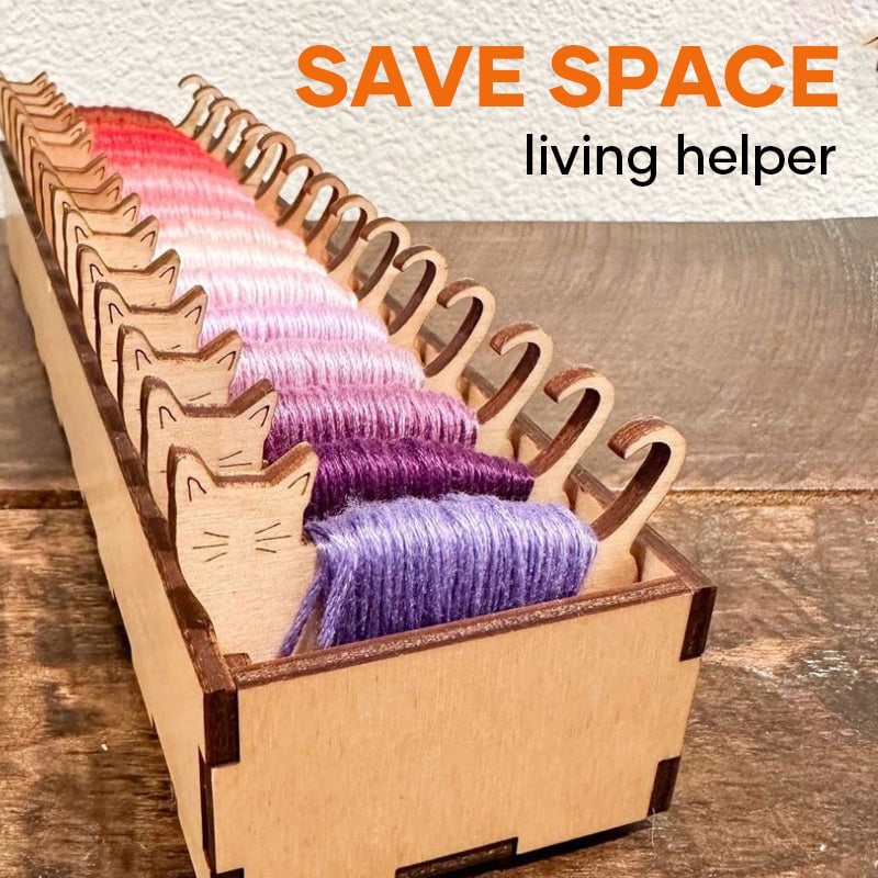 Stickgarn-Organizer | Hasen-Spulen-Set aus Holz | 16-teilig | Inklusive Aufbewahrungsbox