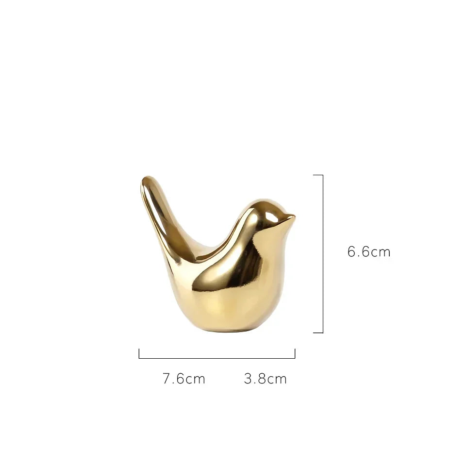 Nordische goldene Keramikvogel-Dekoration für moderne Wohnräume