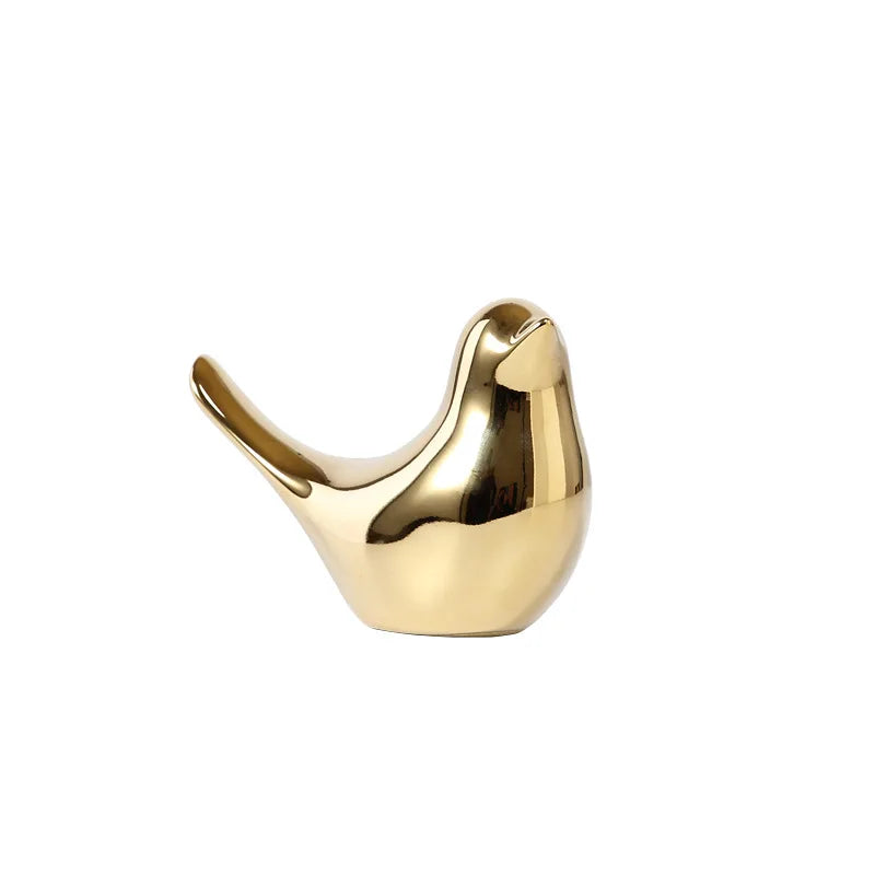Nordische goldene Keramikvogel-Dekoration für moderne Wohnräume