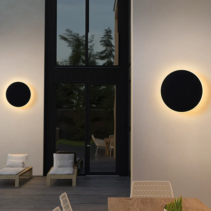 Elegante LED-Wandleuchte für den Außenbereich - Minimalistisches rundes Design