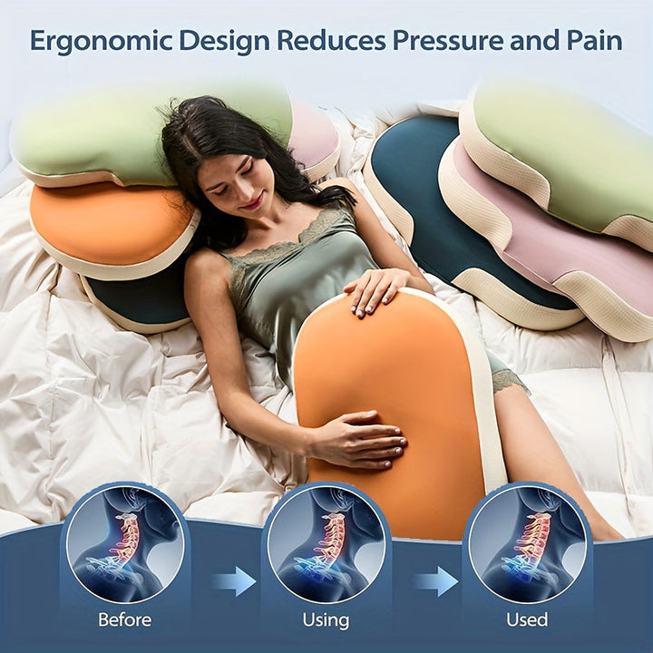 1pc Ovales Macaron Kissen Zervikal Memory Foam Kissen, Kühles Bettkissen Zum Schlafen - Nackenkissen Zur Schmerztherapie Schlafen, Kontur Unterstützung Ergonomisches Kissen Für Seiten-, Rücken-, Bauchschläfer Mit Hoch- Und Niedrigpartition | Karnz