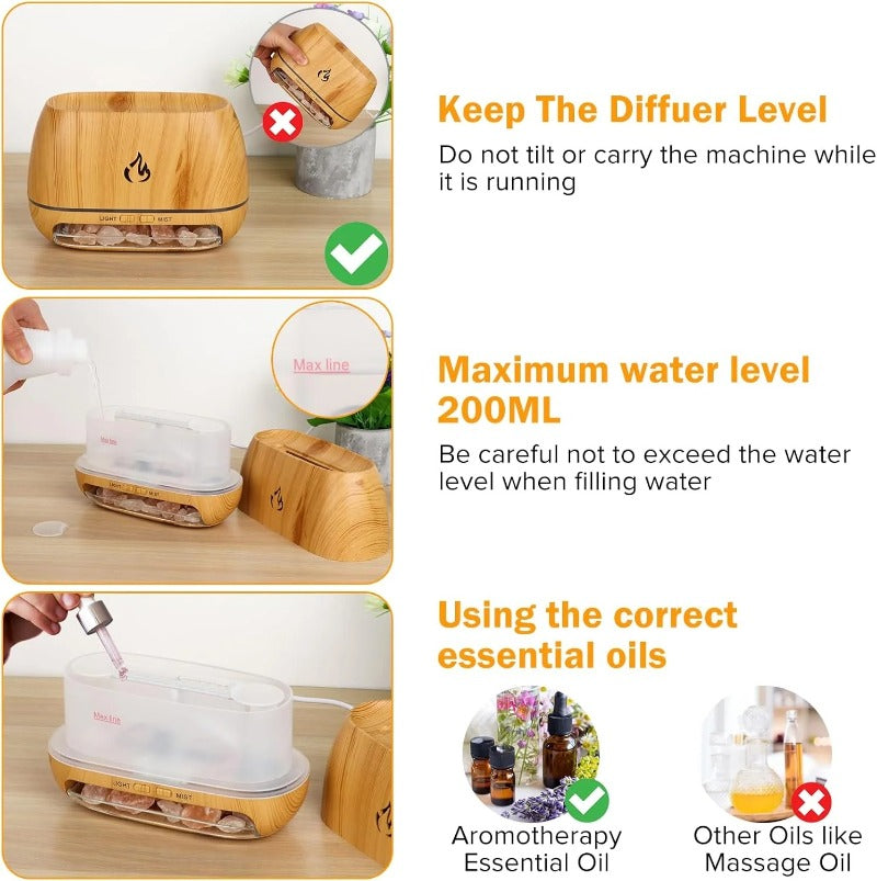 Woyuosn 3-in-1 Himalaya Salzrock Duft Diffuser Schüssel